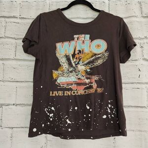 Chaser Graphic band tee the Who Womens 100% Cotton T Shirt Bleached Dark gray